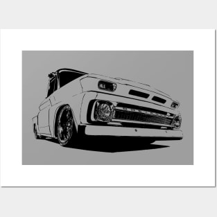 1965 Chevy C-10 Pickup - stylized monochrome Posters and Art